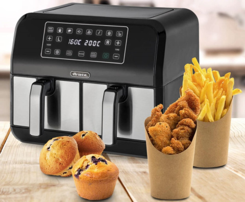 FRYTKOWNICA BEZTŁUSZCZOWA ARIETE 4624/00 AIR FRYER DUAL METAL FRYTKOWNICA BEZTŁUSZCZOWA ARIETE 4624/00 AIR FRYER DUAL METAL