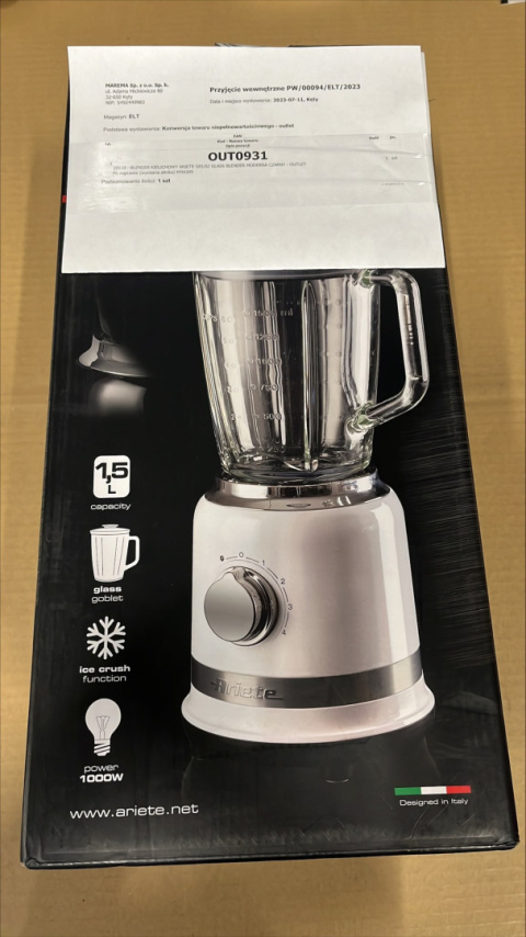 BLENDER KIELICHOWY ARIETE 585/02 GLASS BLENDER MODERNA CZARNY - OUTLET BLENDER KIELICHOWY ARIETE 585/02 GLASS BLENDER MODERNA CZARNY - OUTLET