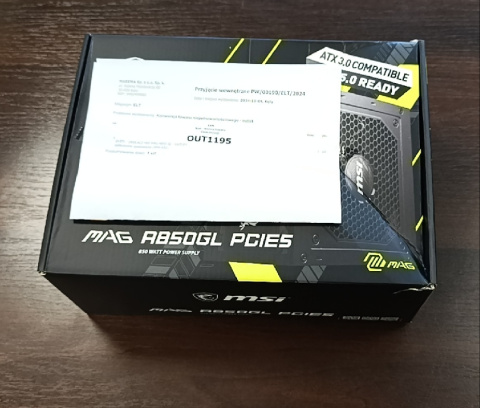ZASILACZ MSI MAG A850 GL - OUTLET ZASILACZ MSI MAG A850 GL - OUTLET