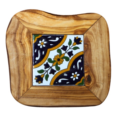 Deska z drewna oliwnego do krojenia serwowania wzór 2 20x20cm Deska z drewna oliwnego do krojenia serwowania wzór 2 20x20cm