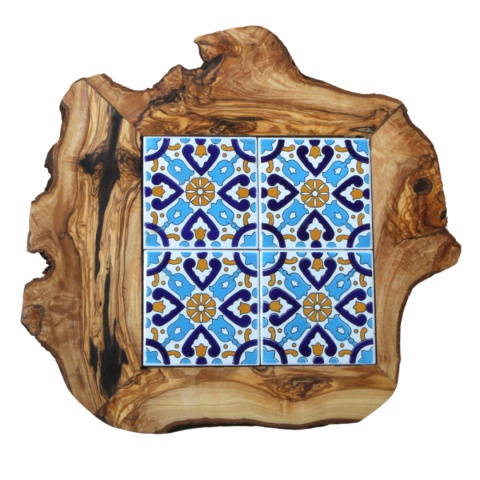 Deska z drewna oliwnego do krojenia serwowania wzór 6 35x30cm Deska z drewna oliwnego do krojenia serwowania wzór 6 35x30cm