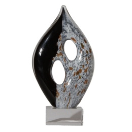 SZKLANA DEKORACJA Rzeźba Czarno-Biała Szklana Podstawa 20cm