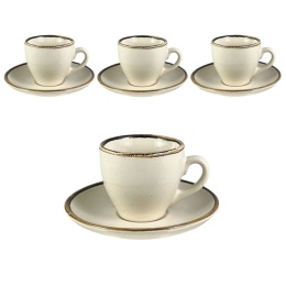 ARCA TIERRA Beżowy Zestaw Filiżanek Do Kawy Espresso 90ml - 4szt