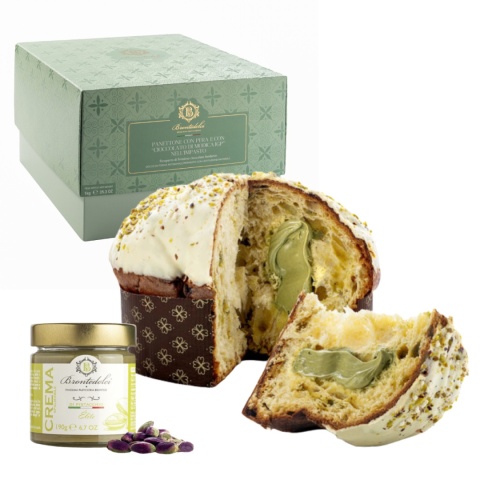 BRONTEDOLCI PANETTONE Włoska Babka + Krem Pistacjowy 1kg BRONTEDOLCI PANETTONE Włoska Babka + Krem Pistacjowy 1kg